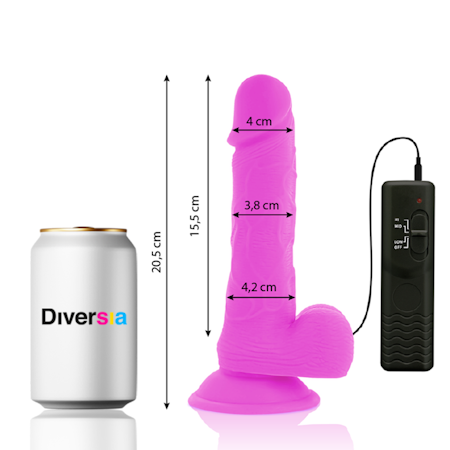 Diversia – Flexibel vibrerande dildo med fjärrkontroll, lila 20,5 cm x 4,2 cm för skräddarsydd njutning