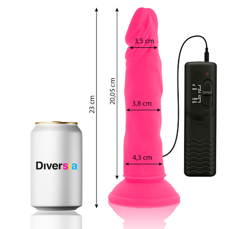 DIVERSIA - FLEXIBEL VIBRERANDE DILDO MED FJÄRRKONTROLL ROSA 23 CM -O- 4.3 CM