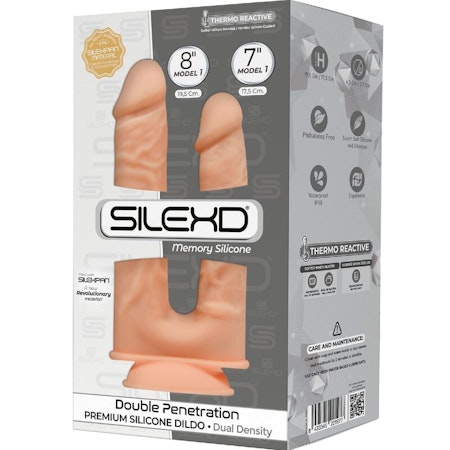 Realistisk dubbelpenetrerande dildo i silikon – 17,5 cm / 19,5 cm för mångsidig njutning