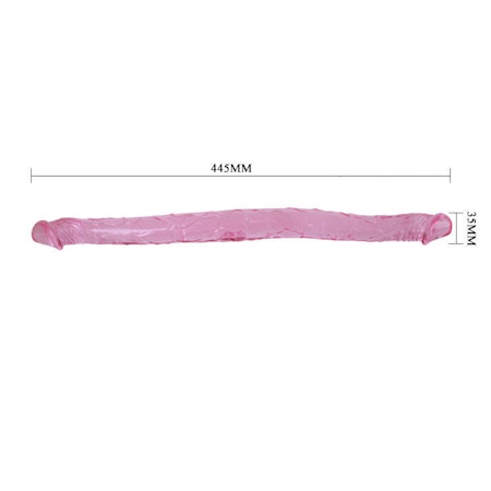 "Baile DubbelDildo Rosa Transparent – 44,5 cm Längd, Tjocklek 3,5 cm för Dubbel Stimulans och Intensiv Njutning