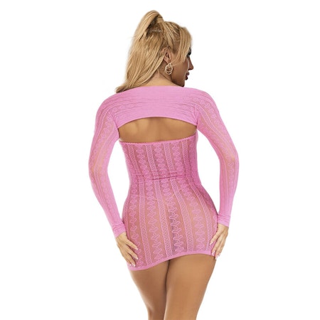 SUBBLIME - 952471 Rosa Nätklänning, One Size – Sexig och Elastisk Lingerie för Speciella Tillfällen