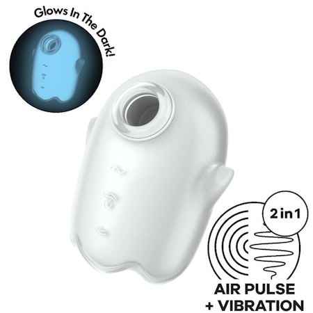 SATISFYER GLOWING GHOST AIR PULSE & VIBRATOR – Vit Modell för Effektiv Klitorisstimulering med Airpulse Teknologi