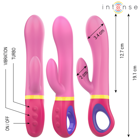 INTENSE - Daphne Rabbit Vibrator Rosa – Dubbel Stimulering för Klitoris och G-Punkt med Mjuk Rosa Silikon