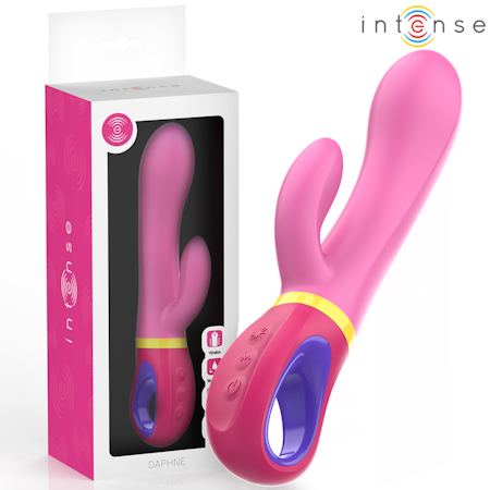 INTENSE - Daphne Rabbit Vibrator Rosa – Dubbel Stimulering för Klitoris och G-Punkt med Mjuk Rosa Silikon