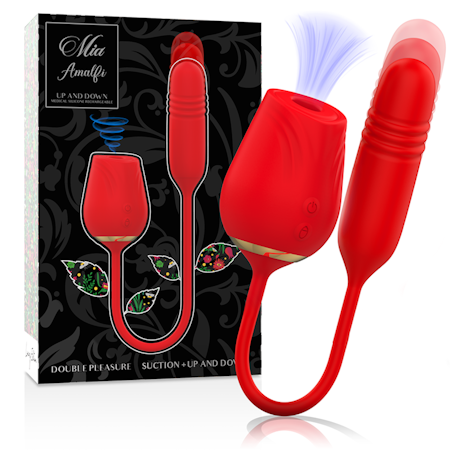 MIA AMALFI DUBBEL NJUTNING – SUCCI N LUFTTRYCKSVIBRATOR med Stötande Upp- och Neråt Rörelse för Intensiv Stimulering