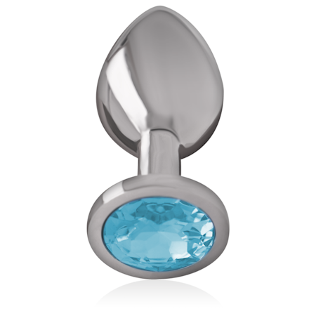 INTENSE – Analplugg i Aluminium Metall med Blå Kristall, Small, Diameter 2,6 cm för Lyxig och Intensiv Anal Stimulans