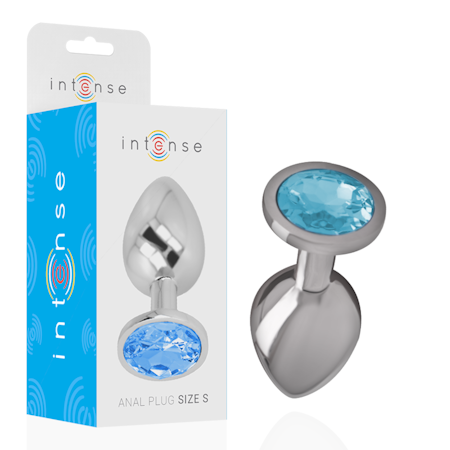 INTENSE – Analplugg i Aluminium Metall med Blå Kristall, Small, Diameter 2,6 cm för Lyxig och Intensiv Anal Stimulans