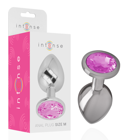 INTENSE – Analplugg i Aluminium Metall med Rosa Kristall, Small, Diameter 2,6 cm för Mjuk och Elegant Anal Stimulans