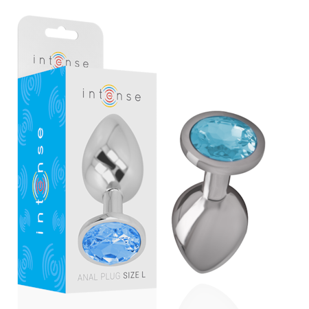 INTENSE – Analplugg i Aluminiummetall med Blå Kristall, Large, Diameter 4 cm för Kraftfull Stimulans och Elegans