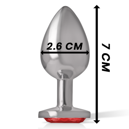INTENSE – Analplugg i Aluminium Metall med Röd Kristall, Small, Diameter 2,6 cm för Elegant och Intensiv Anal Stimulans