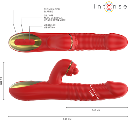 Intensiv – Thalia Dildo Vibrator med Stötande Rörelser Röd för Kraftfull och Dynamisk Njutning