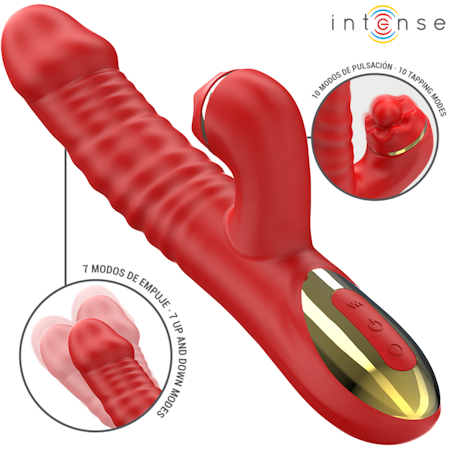 Intensiv – Thalia Dildo Vibrator med Stötande Rörelser Röd för Kraftfull och Dynamisk Njutning