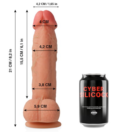 "CYBER SILICOCK - SAUL ULTRA-REALISTISK SILIKONDILDO 21 CM X Ø 4,2 CM – Mjuk och Flytande Dildo för Realistisk Njutning"