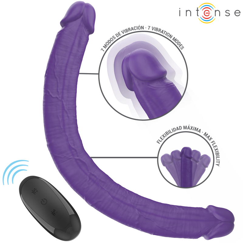 Intense Gunter Dubbel Dildo Vibrator 40 cm Lila med Fjärrkontroll – För Dubbel Stimulans och Maximalt Njutning
