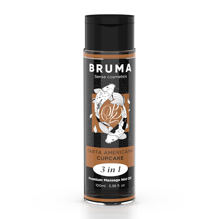 Värmande massageolja med doft av cupcake – BRUMA 3-i-1 lyxolja för kropp, massage & återfuktning – 100 ml