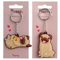 Gullig Mops nyckelring