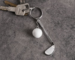 Nyckelring golfboll och golfklubba