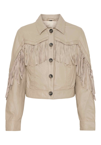 Leather jacket Fringe Cropped Taupe - Notyz