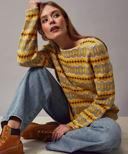 Stickad jumper LILJA yellow - Jumperfabriken