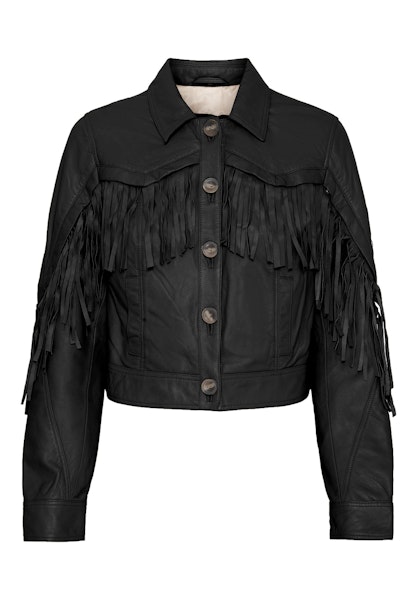 Leather jacket Fringe Cropped Black - Notyz