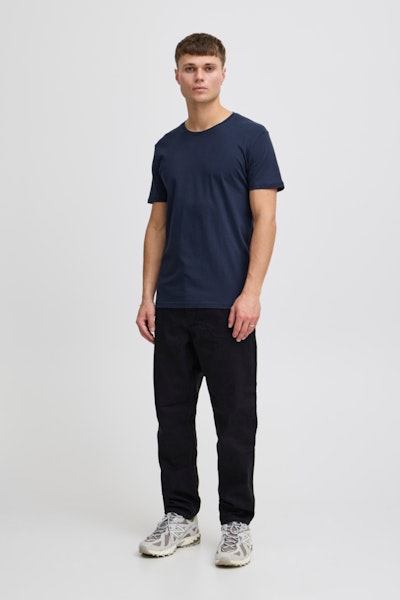 T-shirt enfärgad BAS SDROCK Navy- Solid