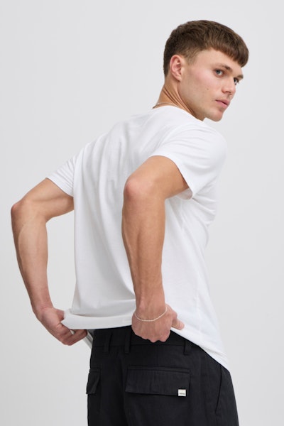 T-shirt enfärgad BAS SDROCK White- Solid