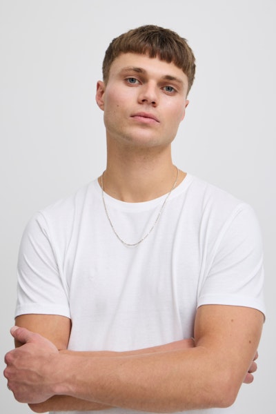 T-shirt enfärgad BAS SDROCK White- Solid