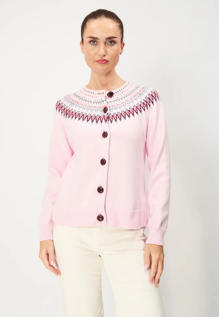 Stickat Joelle Cotton Cardigan Pink - Jumperfabriken