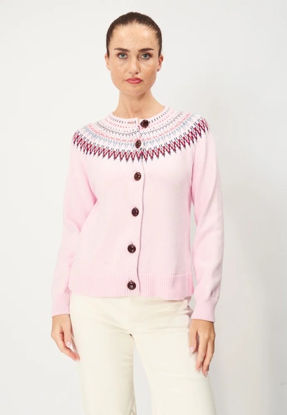 Stickat Joelle Cotton Cardigan Pink - Jumperfabriken