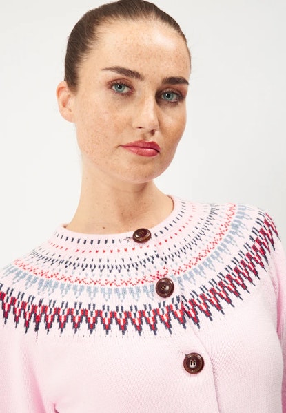 Stickat Joelle Cotton Cardigan Pink - Jumperfabriken