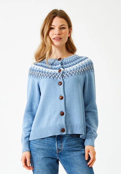 Stickat Joelle Cotton Cardigan Light Blue - Jumperfabriken