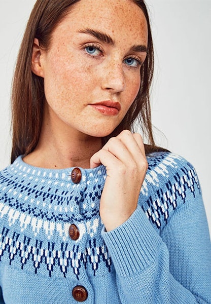 Stickat Joelle Cotton Cardigan Light Blue - Jumperfabriken