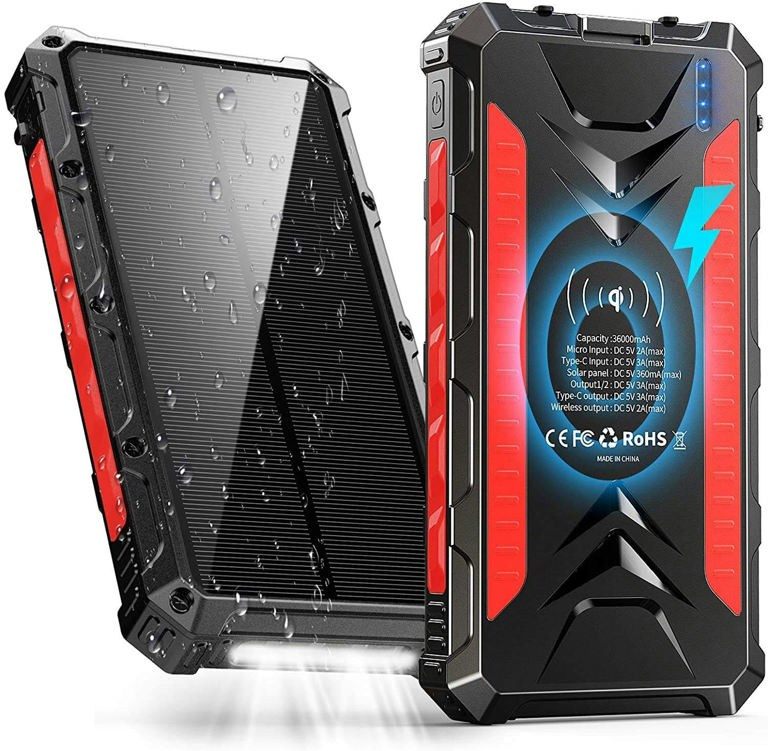 Red Hawk - QI Powerbank med solceller