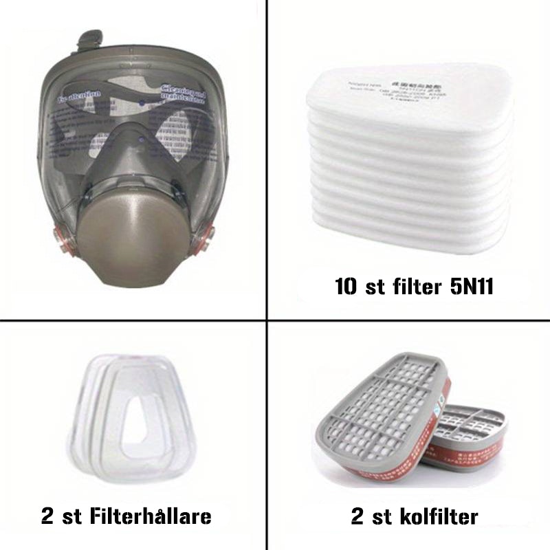Full-face gas mask including filter