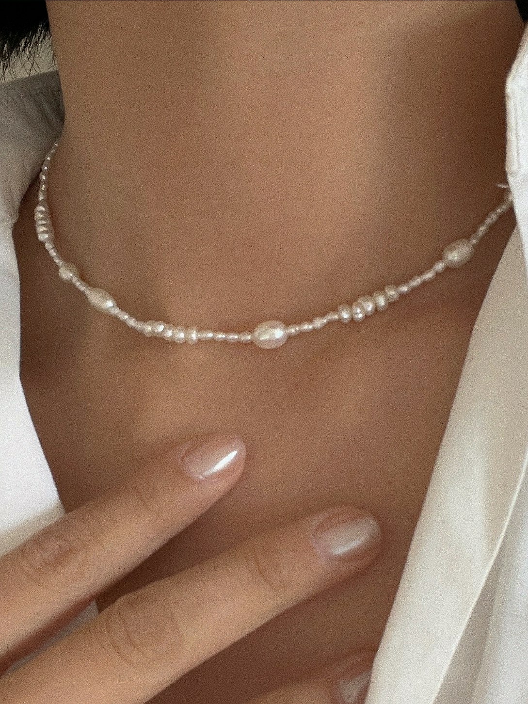 sötvattenspärlor handgjorda halsband choker