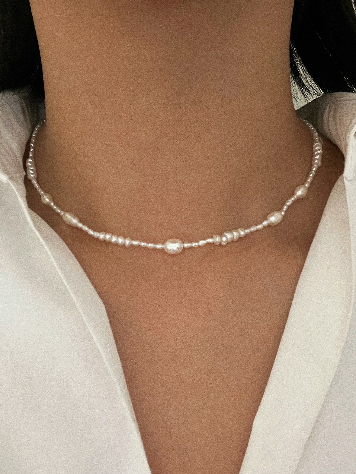 sötvattenspärlor handgjorda halsband choker