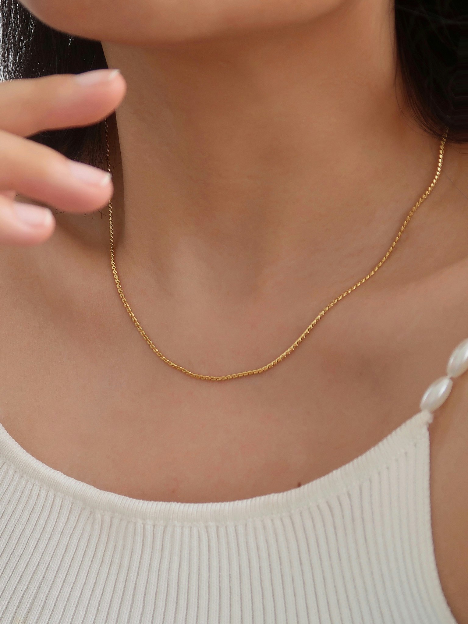 Halsband i stål med 18k guld - Kaena Gai