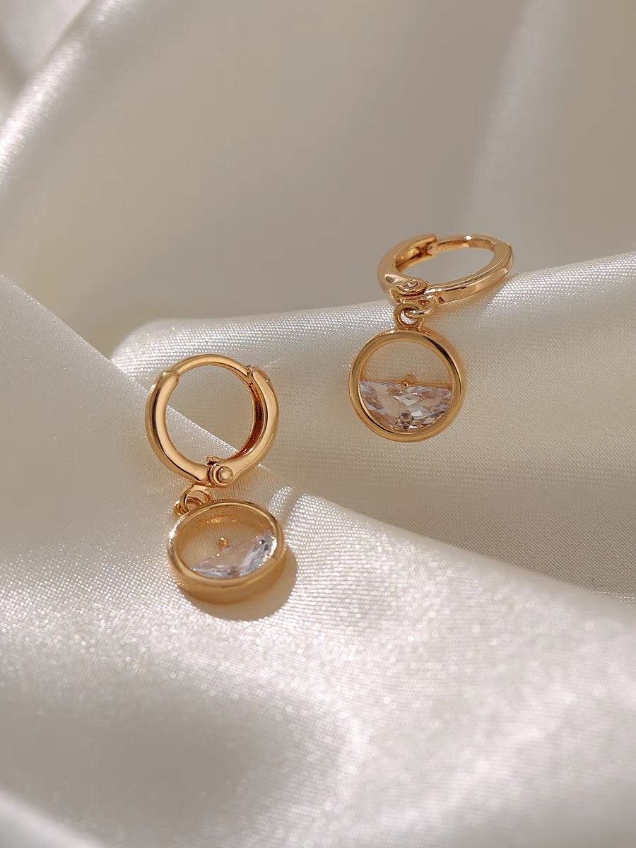 REA Hoops med glasstenar, förgyllda med 14K guld