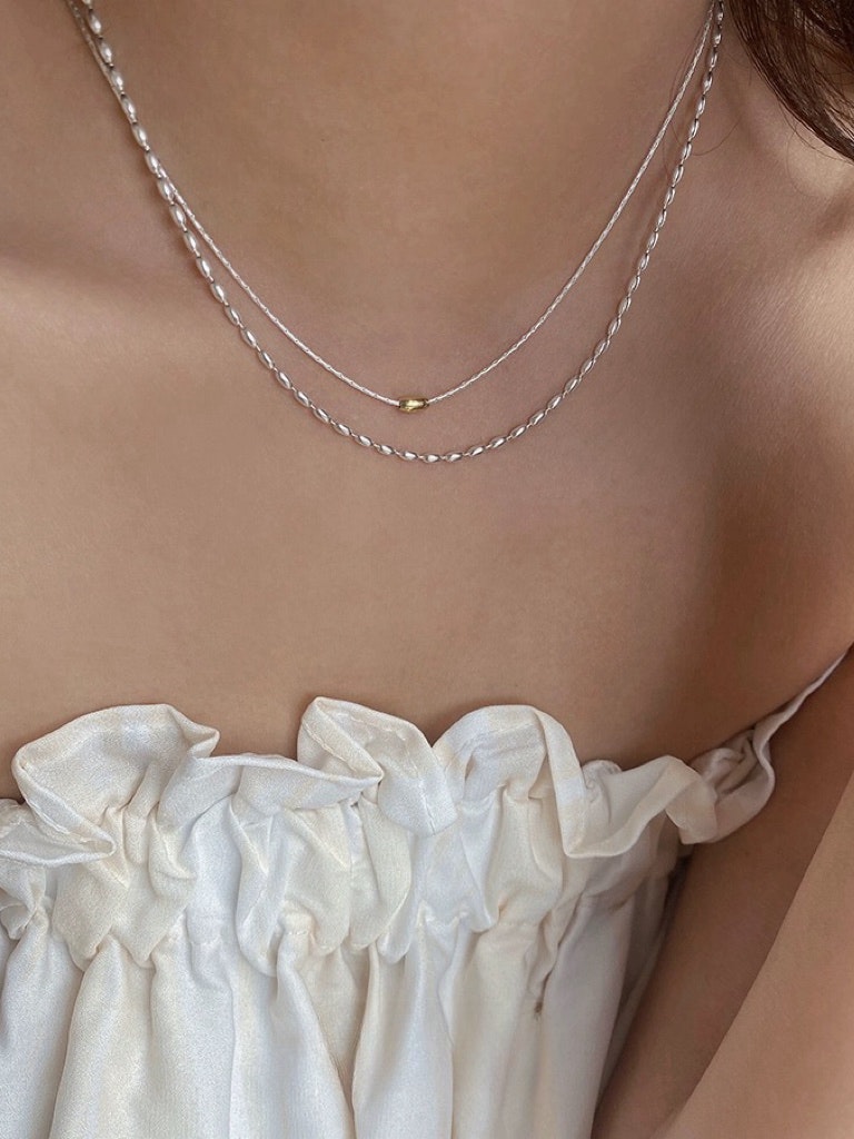 Halsband i äkta silver med kulkedja