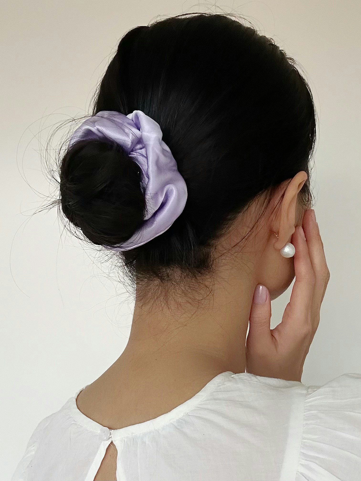 Mullbärssilke Scrunchie ,Lila 15cm