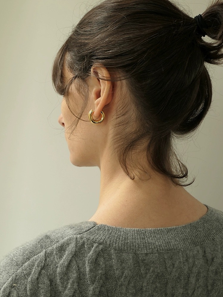 Chunky hoops i stål med 18k guld , 2cm