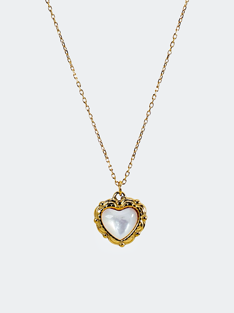 Halsband i stål med 18k guld ochhjärthänge