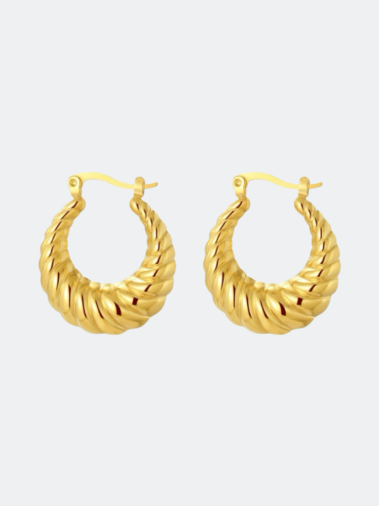 Tvinnade hoops i stål med 18K guld