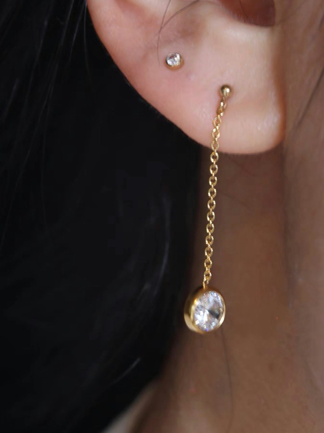Långa örhängen i US 14Kgold-filled med Cubic Zirconia