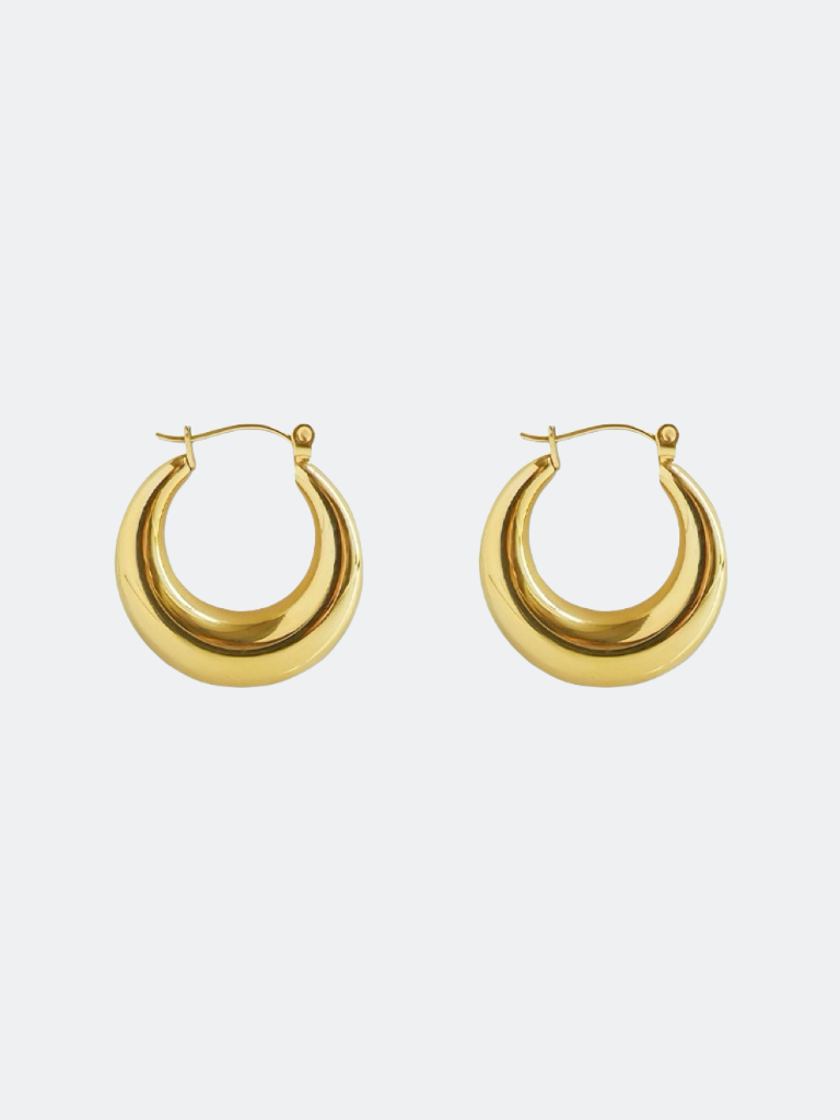 Chunky hoops i stål med 18K guld