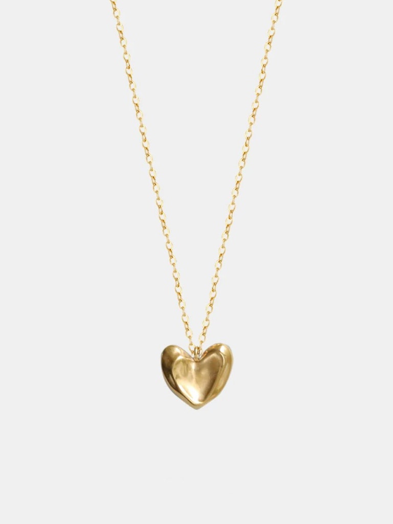Halsband i stål med 18k guld med hjärta