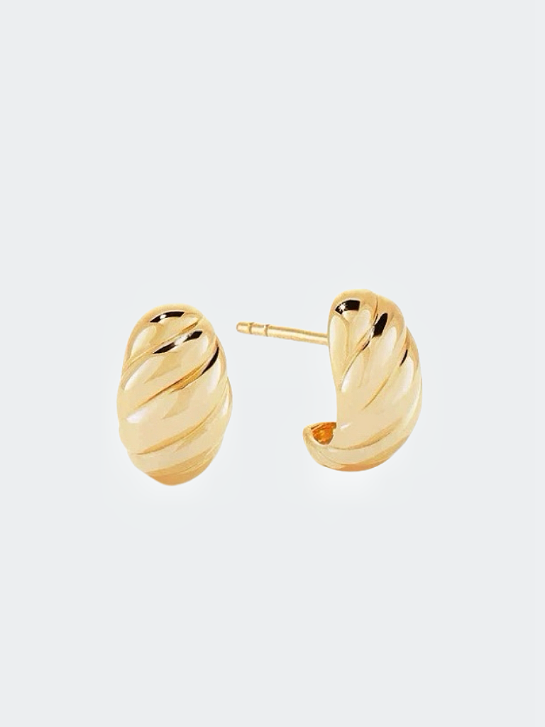 Chunky hoops i stål med 18K guld med tvinnad design