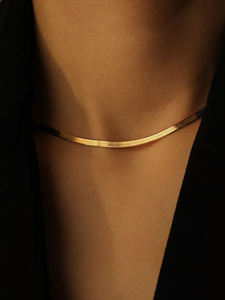 Halsband i stål med 18k guld med ormkedja