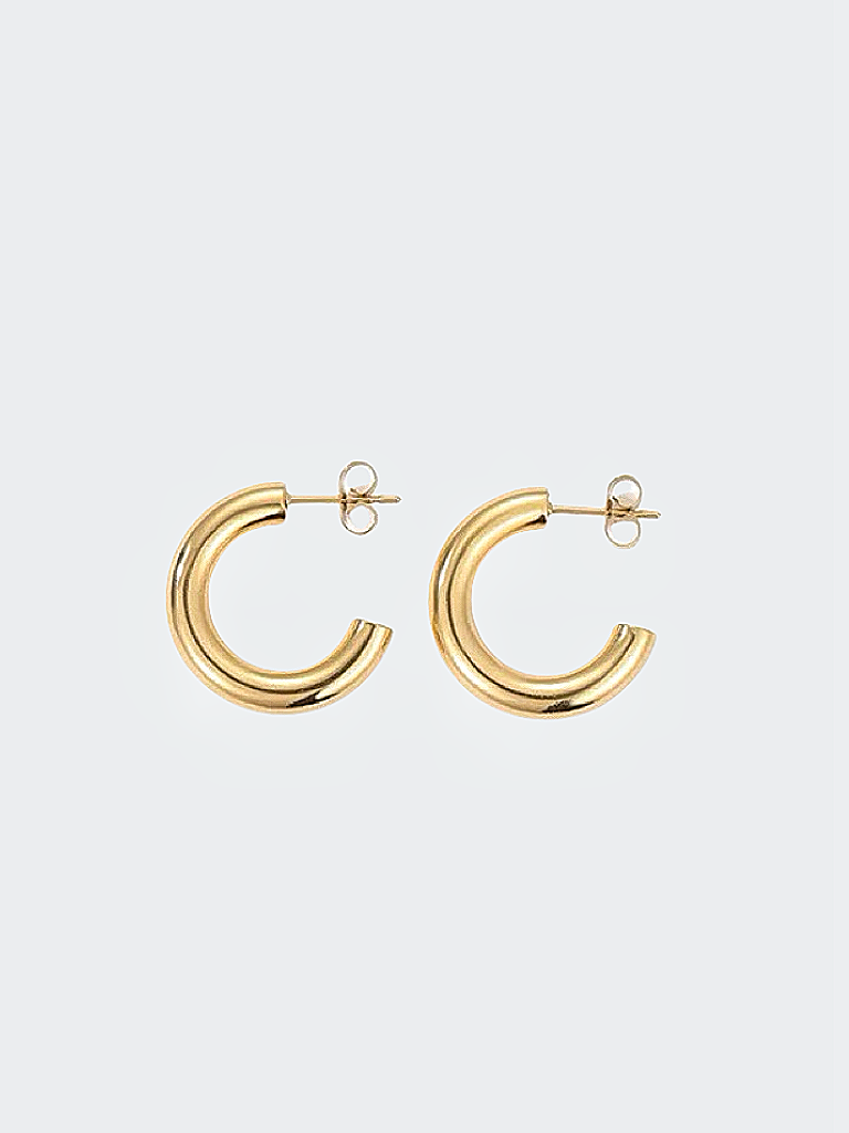 Mini hoops i stål med 18k guld
