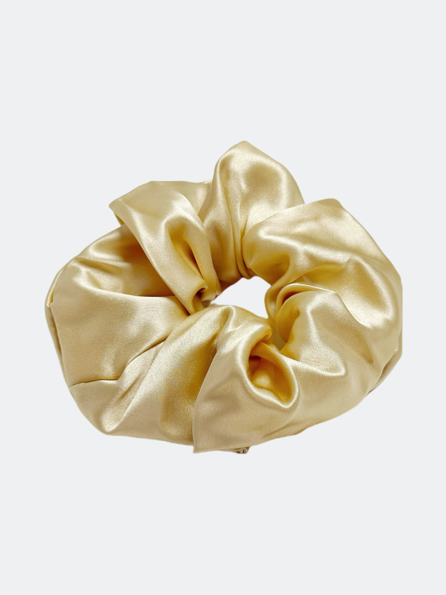 Mullbärssilke Scrunchie,Guld 15cm